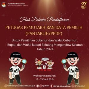 KPU Bolsel Tutup Pendaftaran Pantarlih Pilkada Tahun 2024
